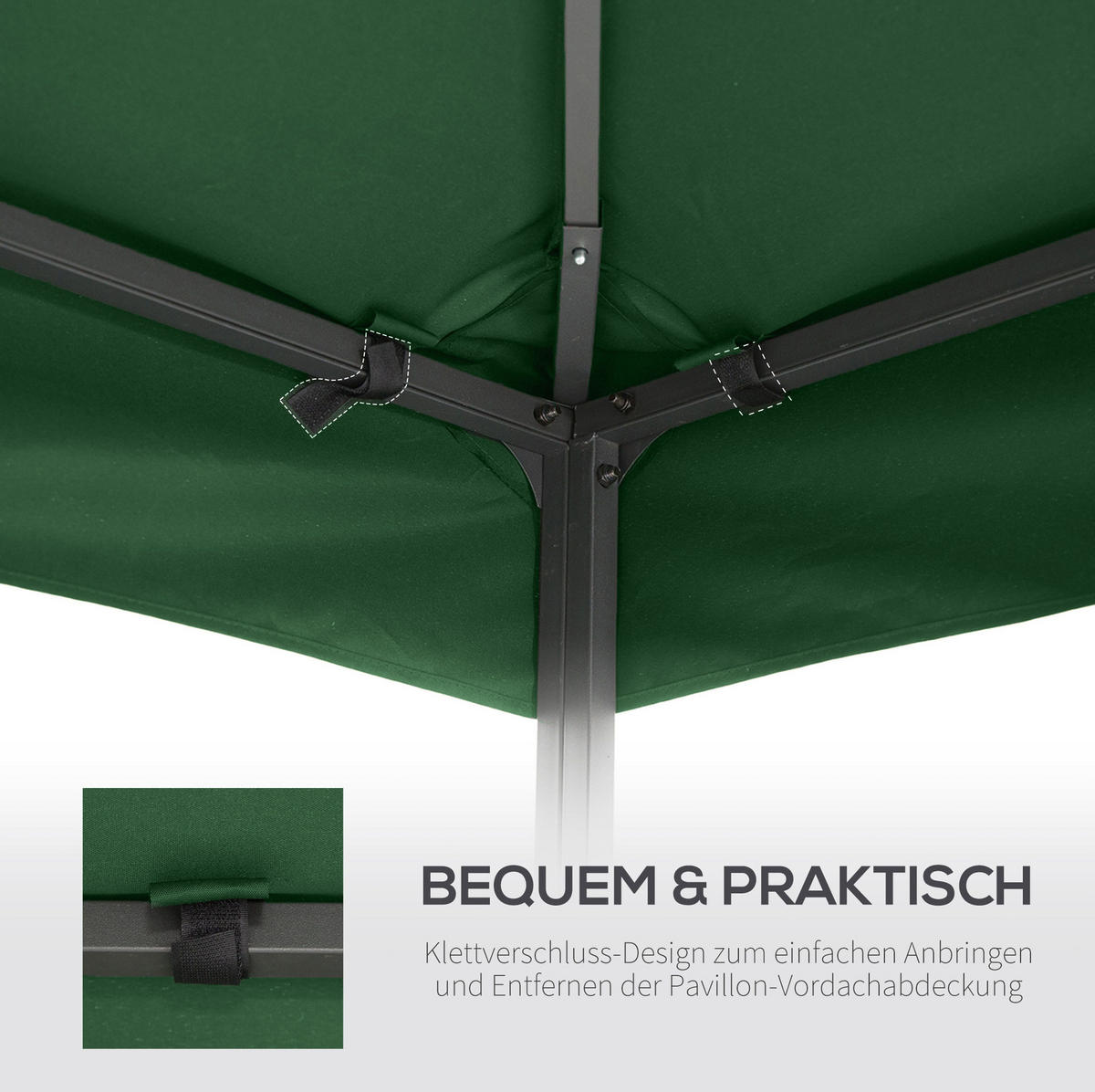 PAVILLONDACH 300/300/20 cm grün aus Polyester wasserabweisend - Grün, Textil (300/20/300cm) - OKWISH