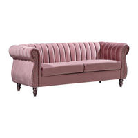 CHESTERFIELD-SOFA - 3-Sitzer - Samt - Altrosa - TRUMBO - Pink, Textil (195/77/78cm) - Vente-Unique