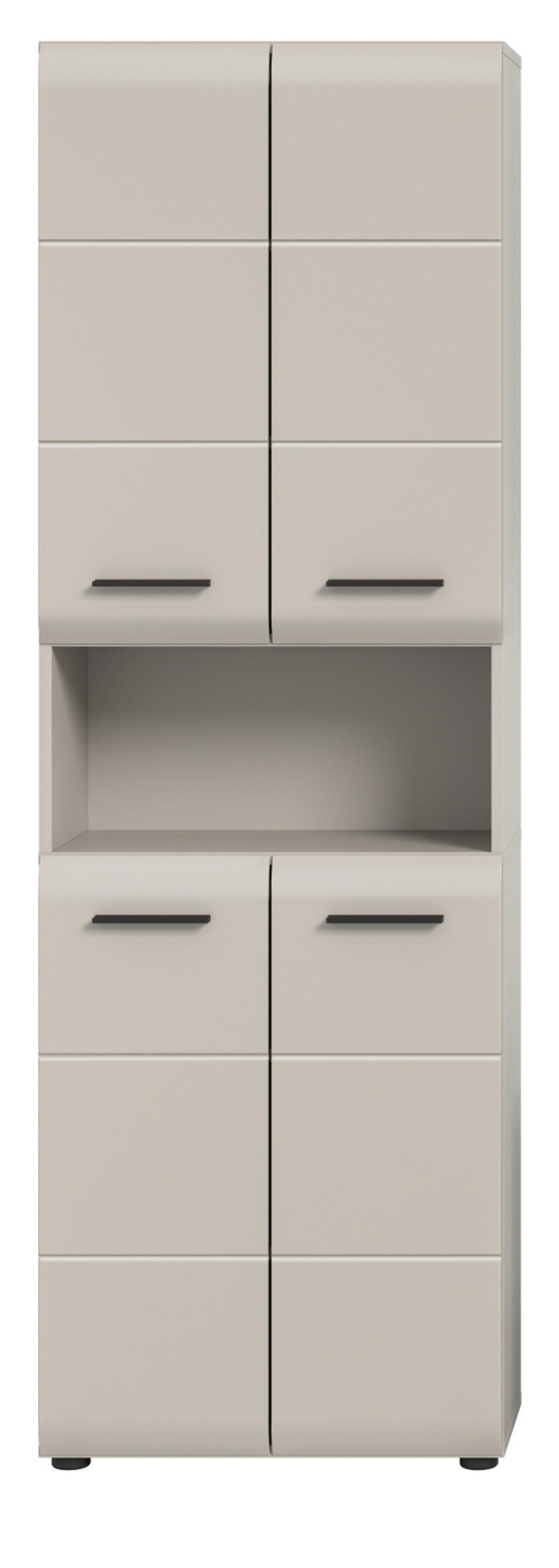HOCHSCHRANK Kaschmir 60 x 185 cm, Badschrank mit viel Stauraum - Kaschmir/Schwarz, Holzwerkstoff/Kunststoff (60/185/30cm) - Inn.Furn