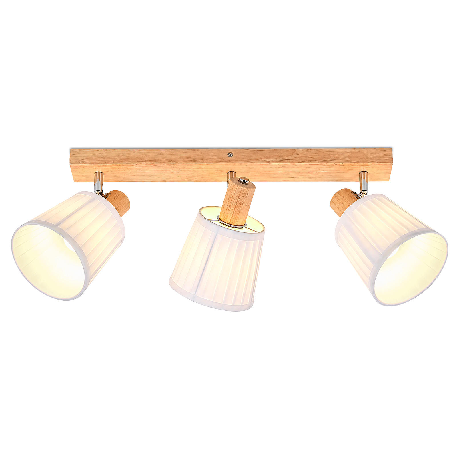 DECKENSTRAHLER Wylveth 42/13/19 cm - Weiß/Braun, Holz/Textil (42/13/19cm) - ZMH