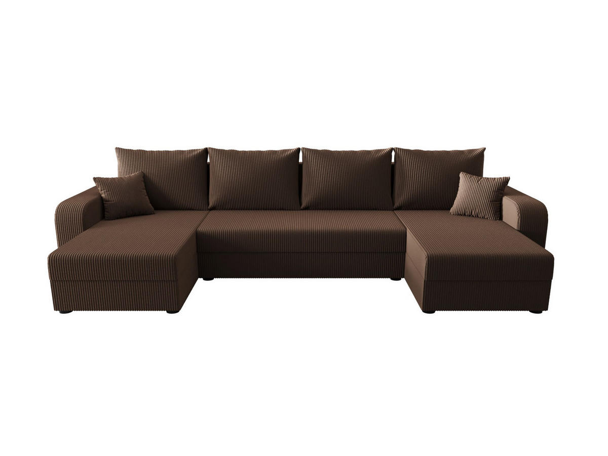 WOHNLANDSCHAFT HEWLET U BIS Zoom 5 mit Schlaffunktion - Braun, Textil (305/90/140cm) - Bedante