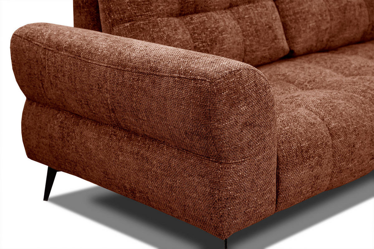 ECKSOFA SALVINI 5-Sitzer, dunkelorange - Dunkelorange/Schwarz, Holzwerkstoff/Textil (292/158cm) - Courtois Laville