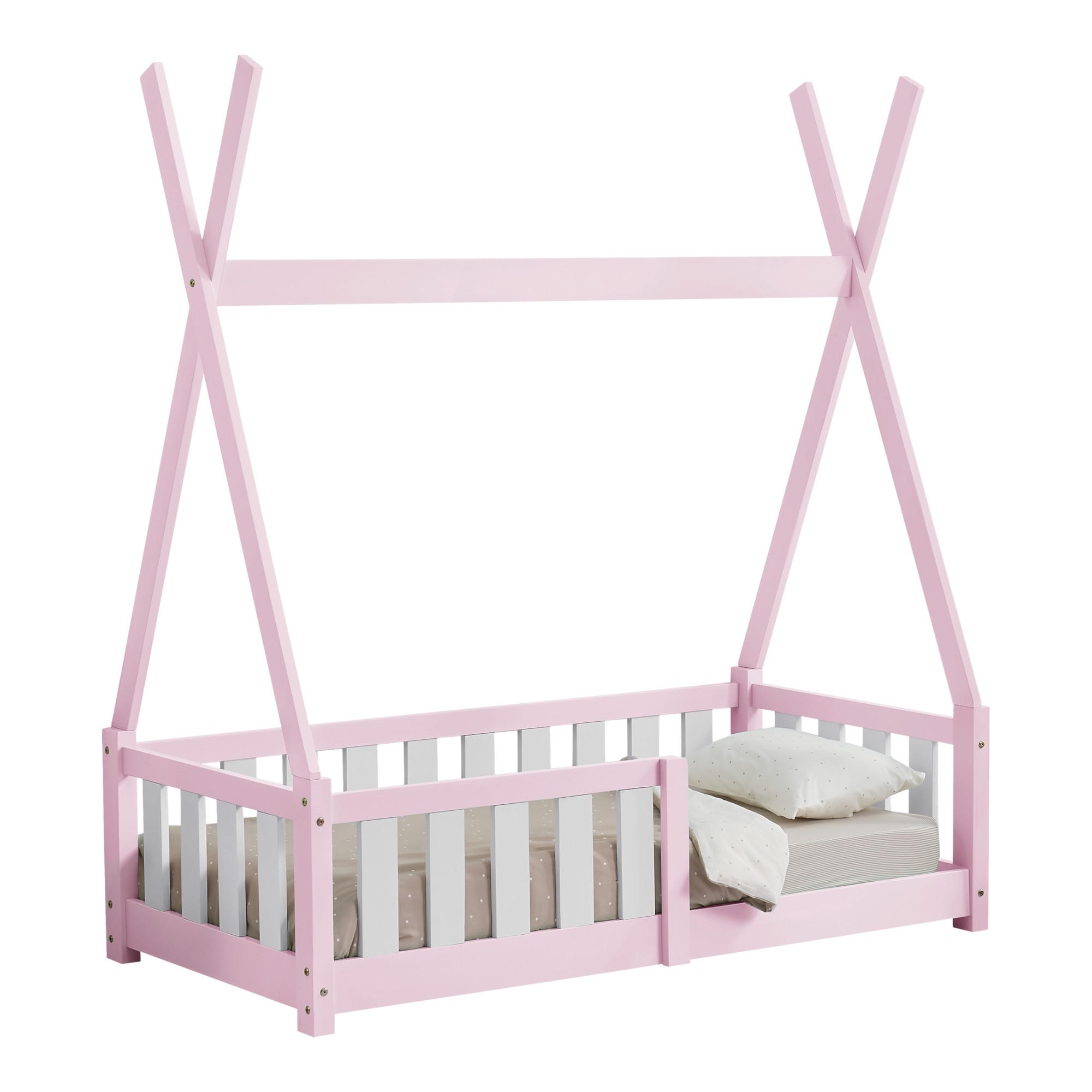 KINDERBETT Helsingborg - Rosa, Holz (70/140cm) - [en.casa]