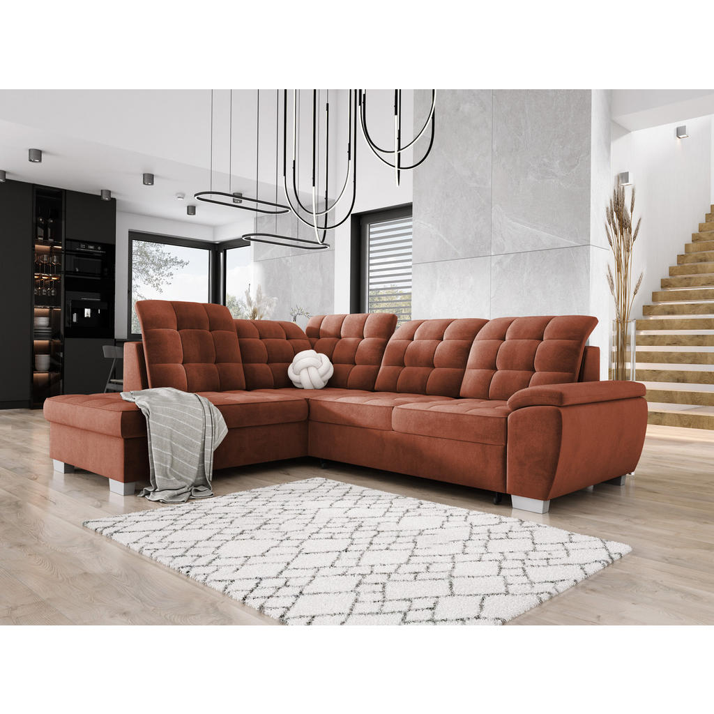 Thumbnail - DomoHome Ecksofa, Bordeaux, Textil, Rechteckig, 258x212 cm, Wohnzimmer, Sofas & Couches, Wohnlandschaften, Ecksofas