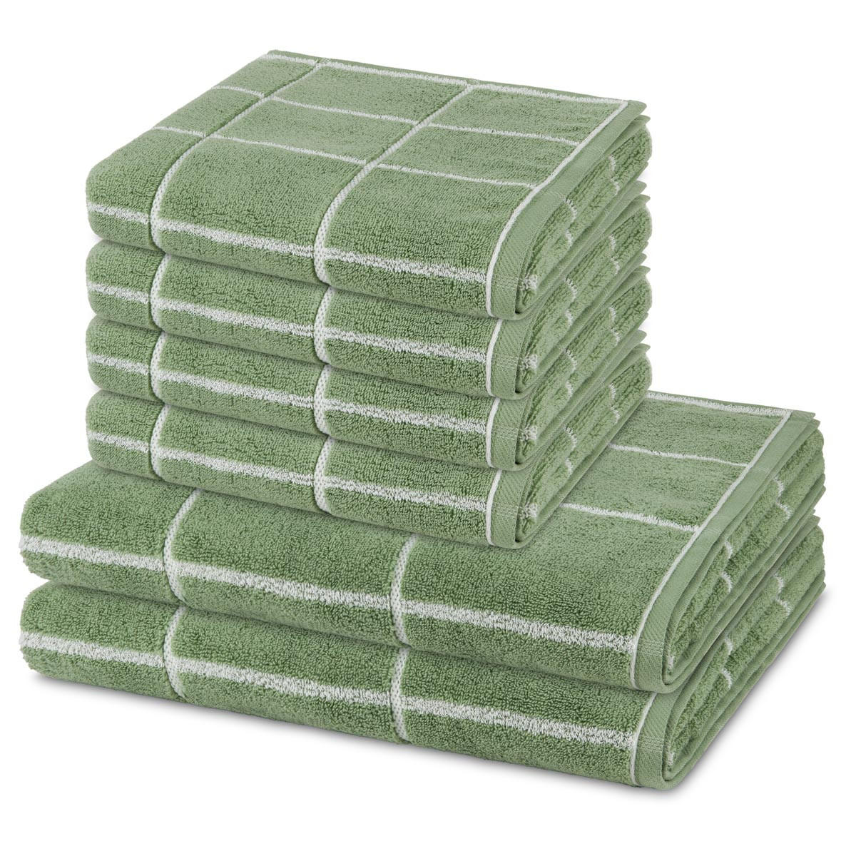 FROTTIERSET Sensual Skin Karo 6-teilig - Grün, Textil (50/100cm) - Ross