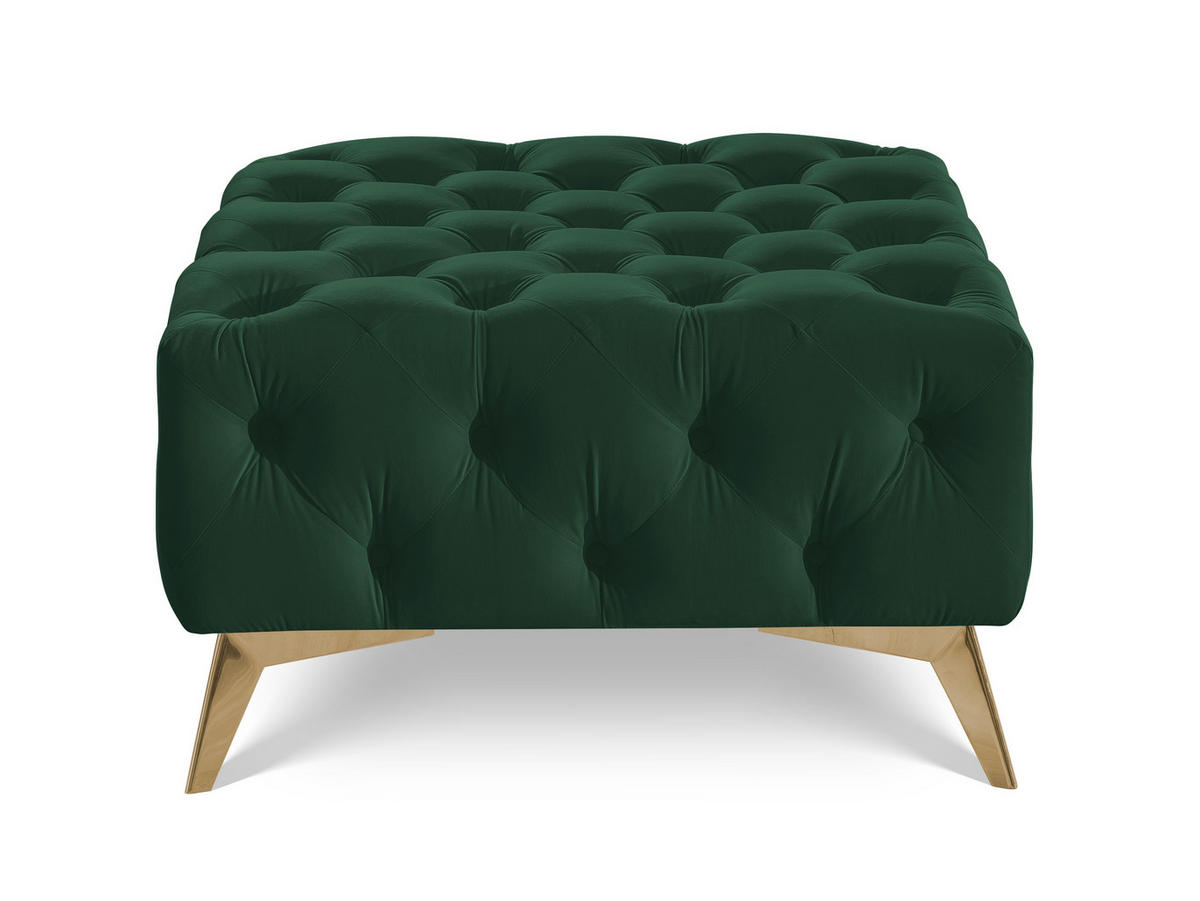 HOCKER Chesterfield Whitby Flaschengrün Samt mit goldenen Füßen - Dunkelgrün/Goldfarben, Holz/Textil (80/45/80cm) - S-Style Möbel