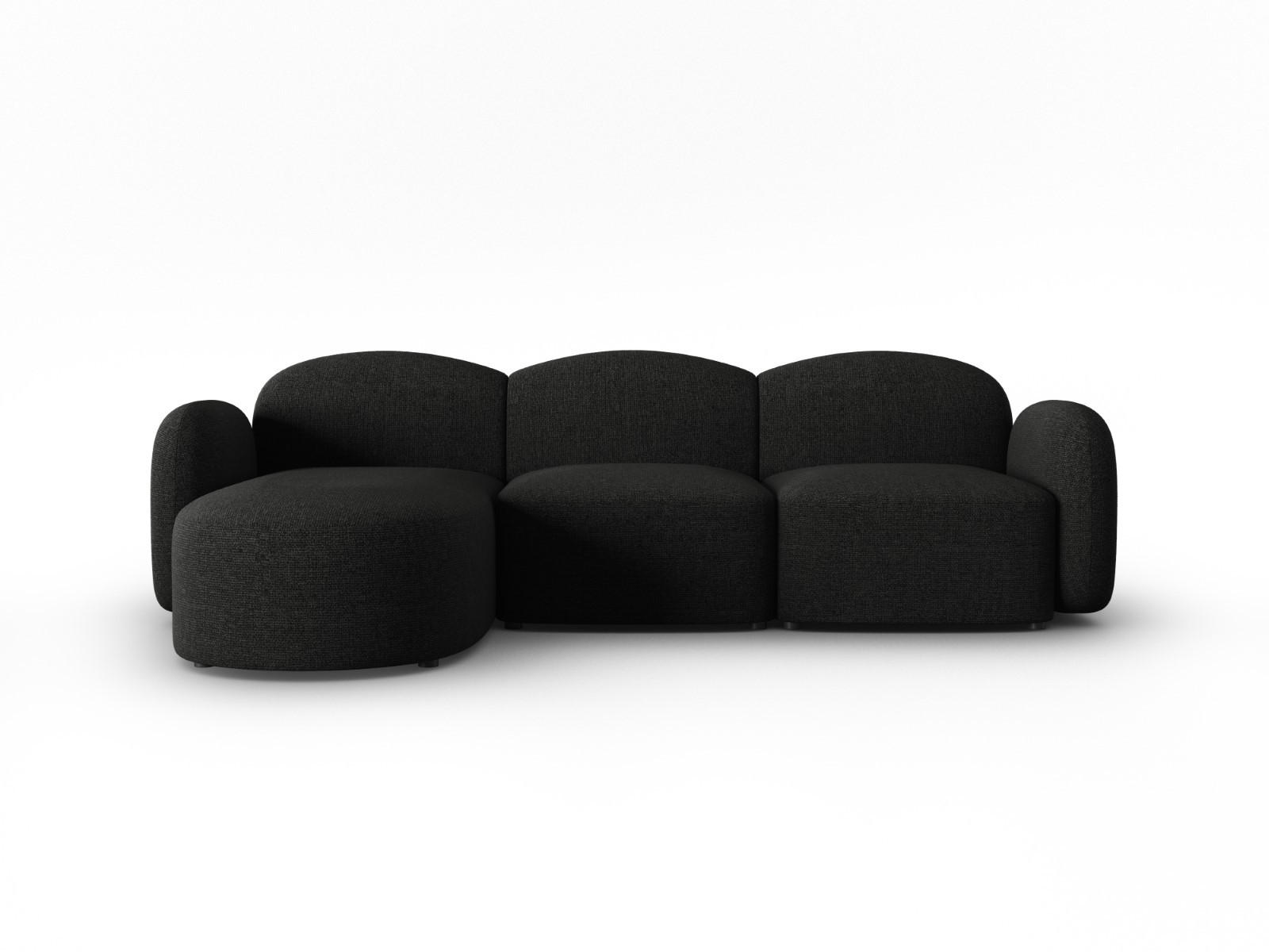 ECKSOFA links Blair aus Chenille-Stoff mischung schwarz 4 Sitzplätze - Schwarz, Textil (155/272cm) - Micadoni
