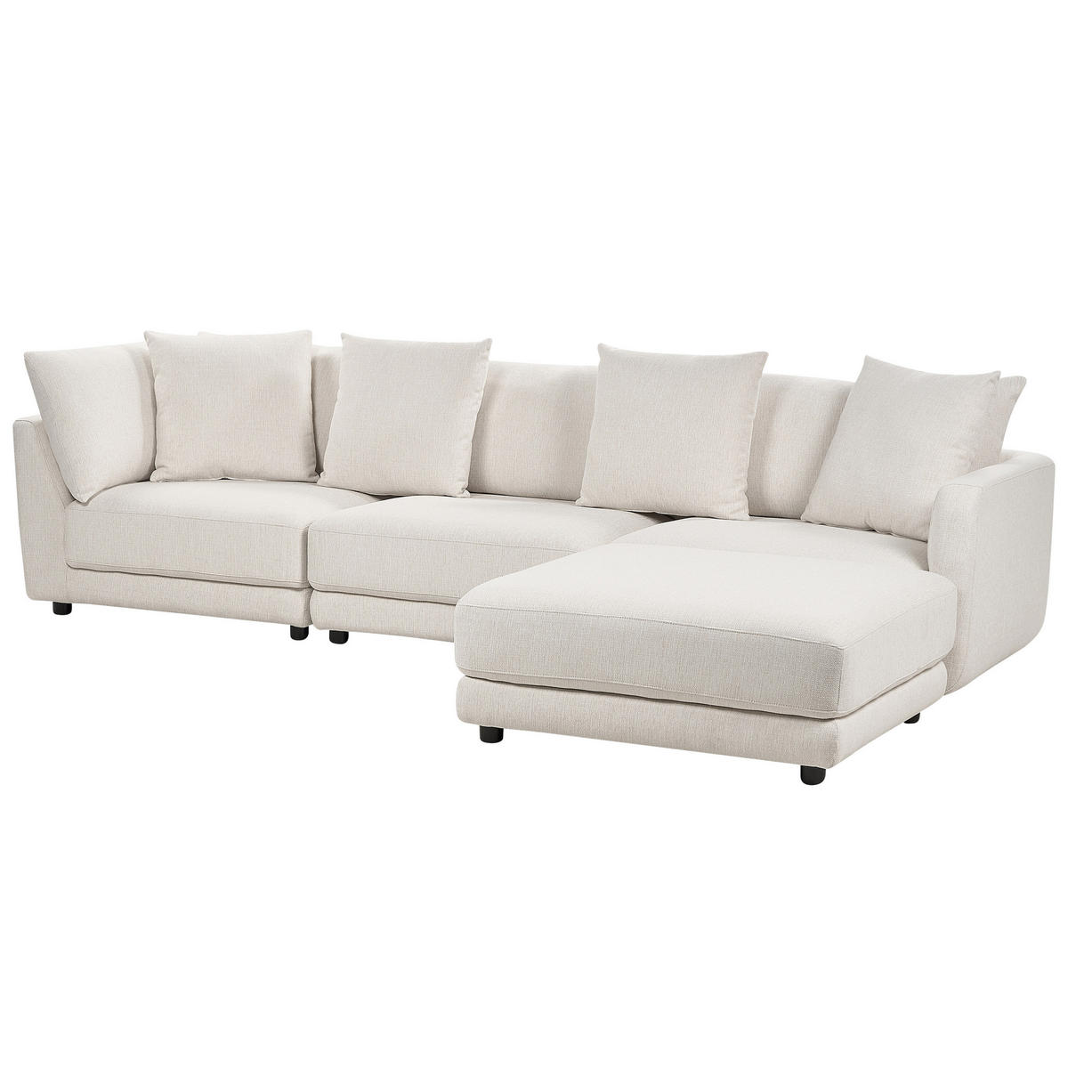 3-SITZER-SOFA cremeweiß mit Ottomane Sigtuna - Schwarz/Weiß, Textil (300/86/102cm) - Beliani