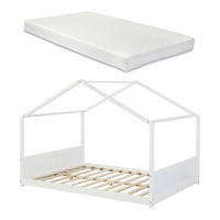 KINDERBETT Simo mit Matratze - Weiß, Holz (120/200cm) - [en.casa]