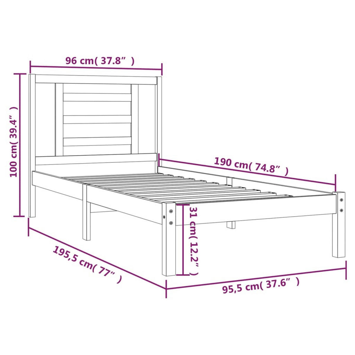 BETT Neames 95.5/195.5 cm - Braun, Holz (90/190cm) - Nettlife