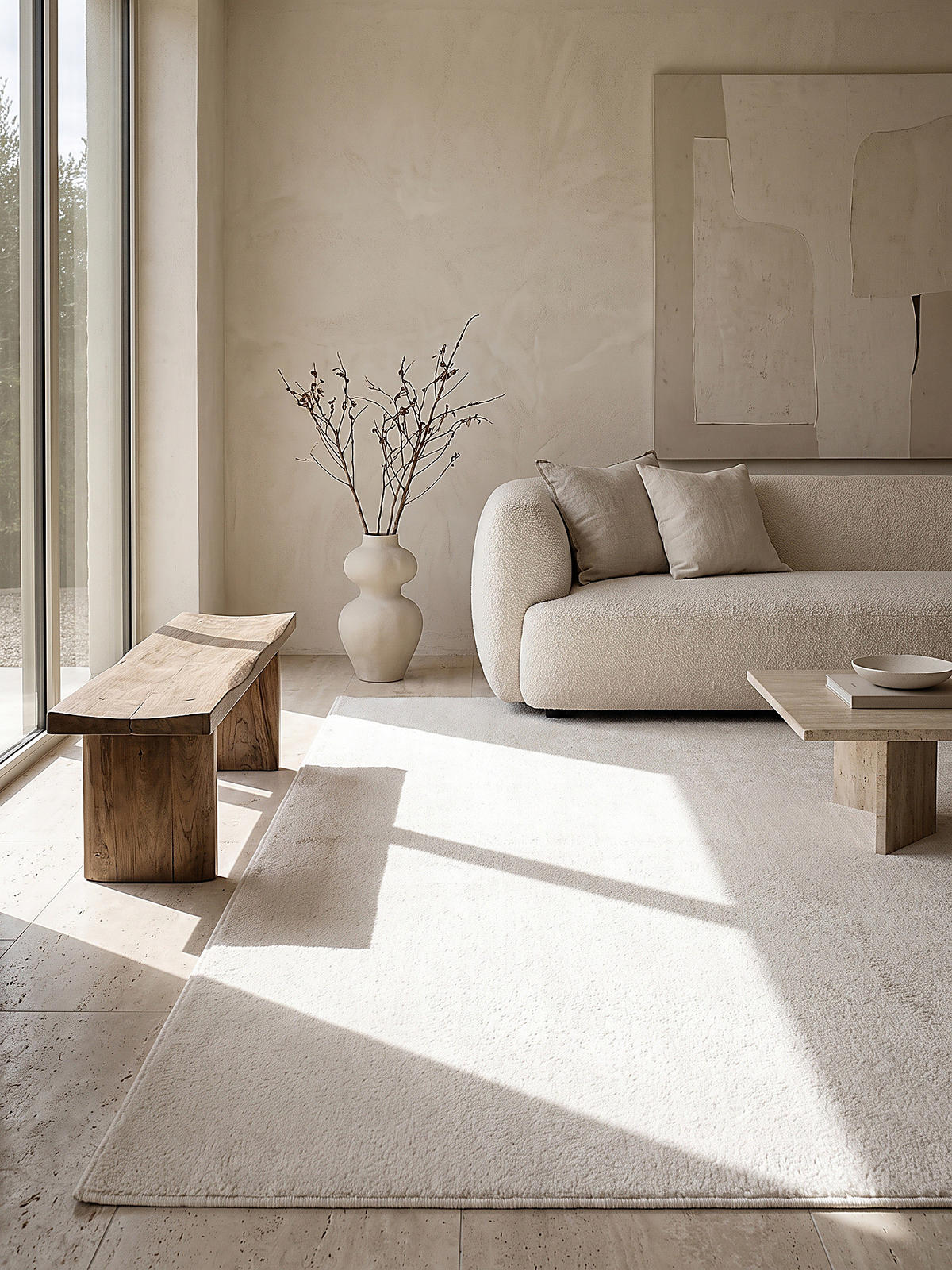 TEPPICHLÄUFER Antirutsch Uni ALDAN Polyester Creme 80 x 300 cm - Beige, Textil (80/300cm) - KADIMA DESIGN