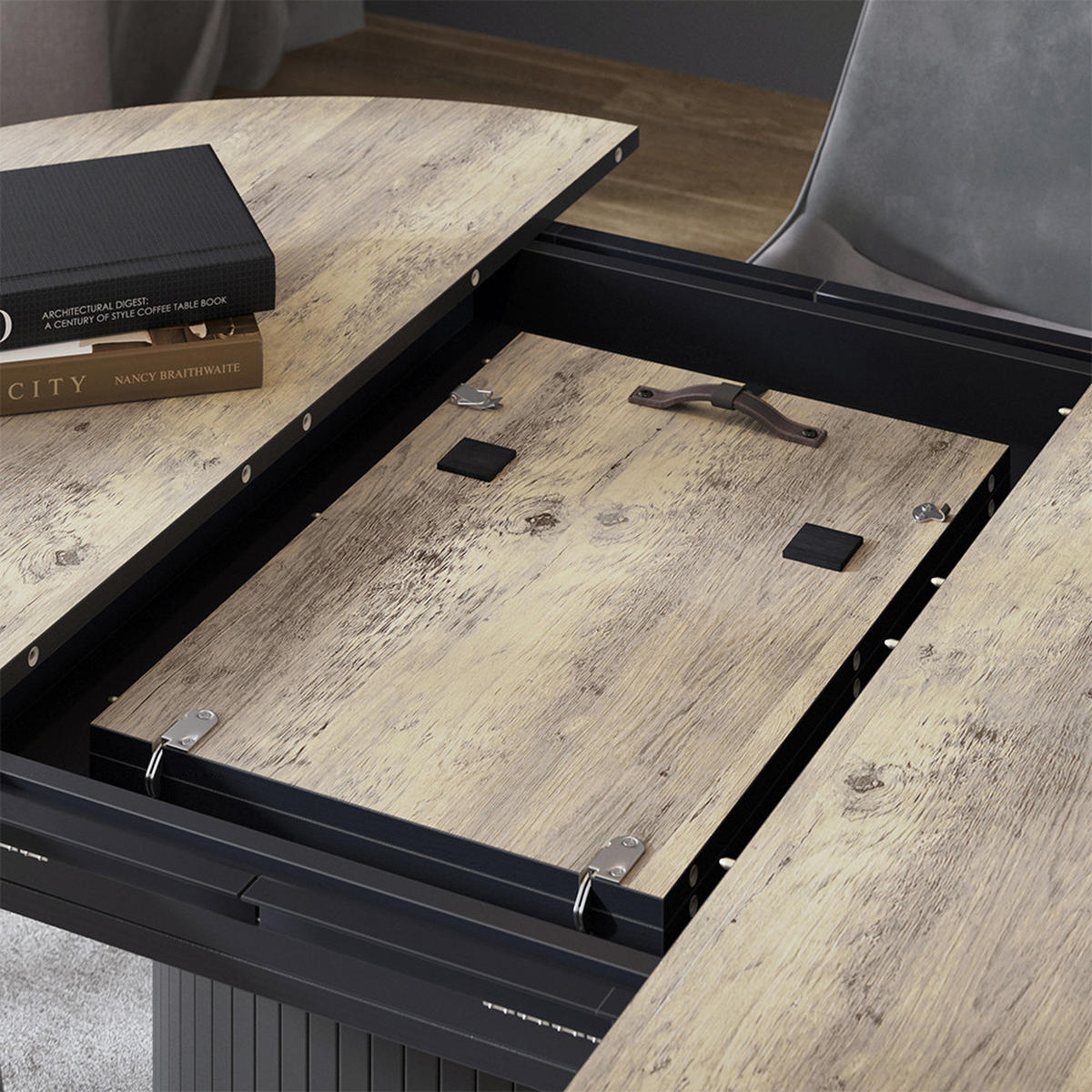 JÍDELNÍ STŮL Tavero Rustikální dub/černá - divoký dub, kompozitní dřevo (120/160/76.2cm) - Vicco