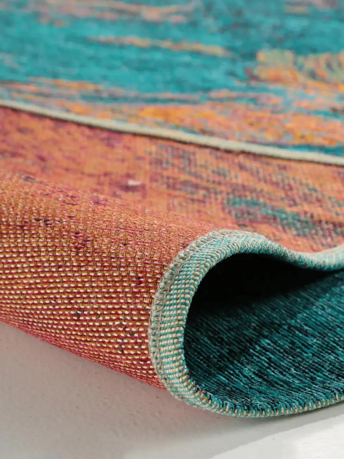 FLACHGEWEBETEPPICH Stay Türkis 75x165 cm - Türkis, Textil (75/165cm) - benuta Pop