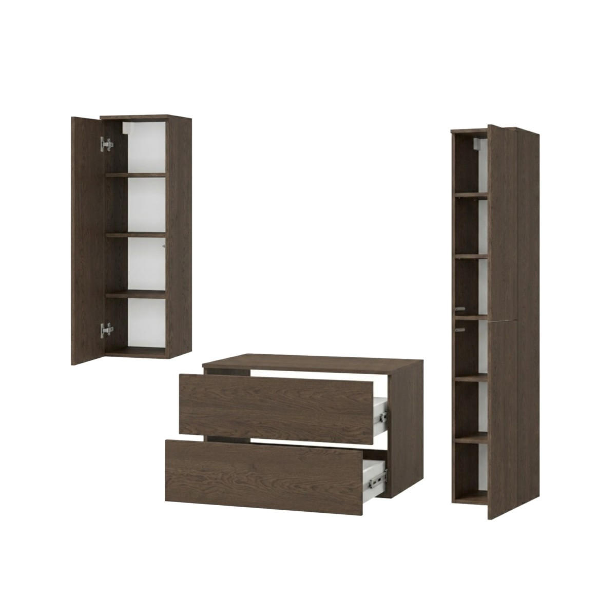 BADMÖBEL-SET Color Baltic Storm 3-Teilig (2S 80 + 1D 100 + 2D 160) - Walnussfarben, Holzwerkstoff (140/160/45cm) - mzm24