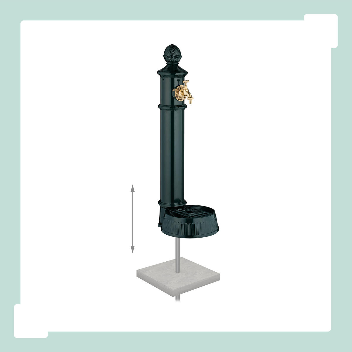 STANDBRUNNEN - Dunkelgrün, Metall (31.5/26/83cm) - Relaxdays