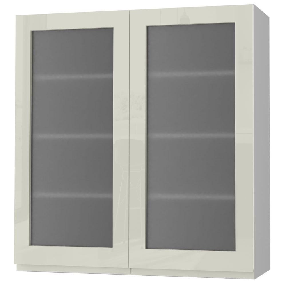 HÄNGESCHRANK Florence W4S/90 Grau / RAL 1013 perlweiß HG 90 / 32,5 / 96cm - Weiß Hochglanz/Grau, Holz/Holzwerkstoff (90/96/32.5cm) - Feldmann-Wohnen