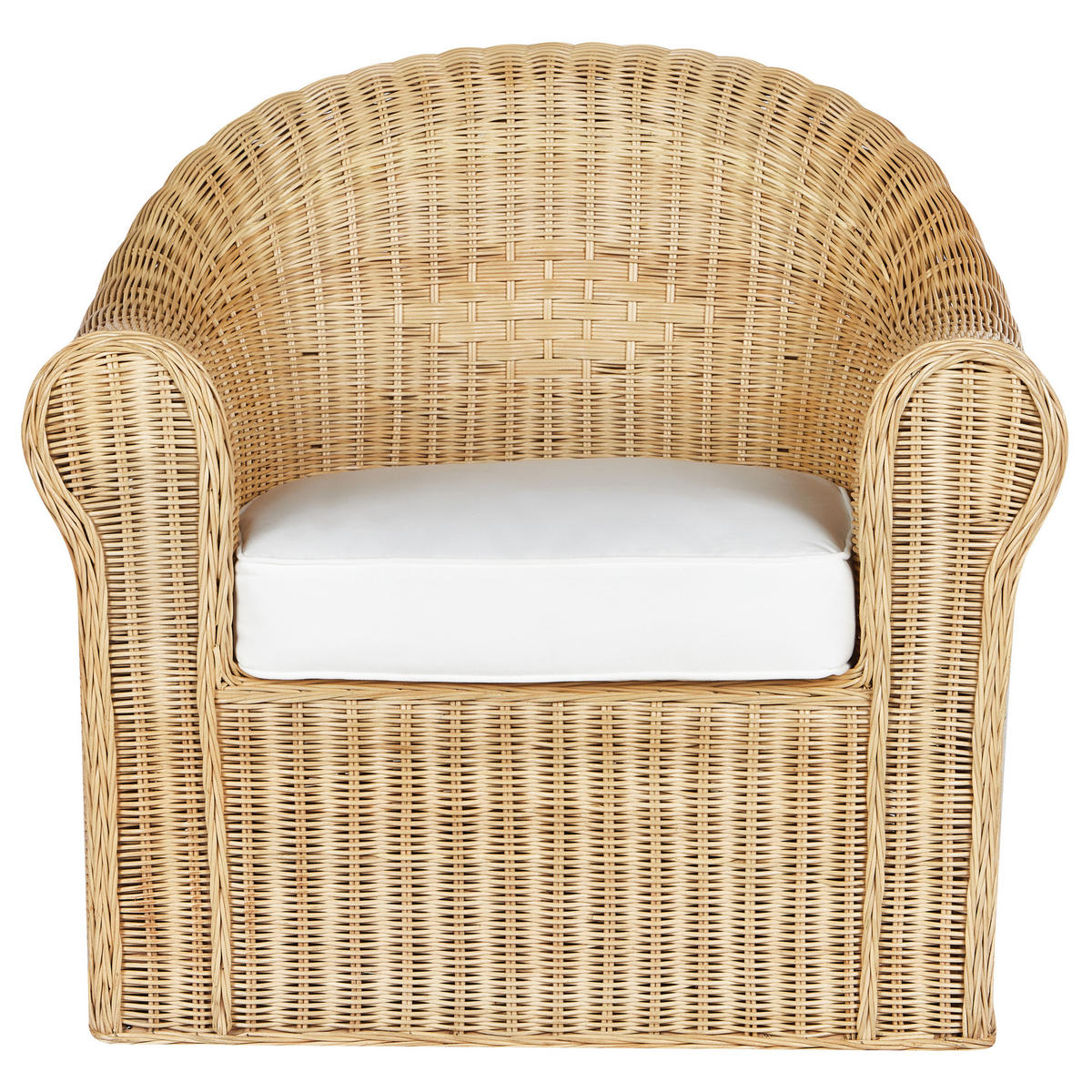 GARTENSTUHL Rattan Natürlich Livadeia - Naturfarben/Weiß, Naturmaterialen (90/82/75cm) - Beliani