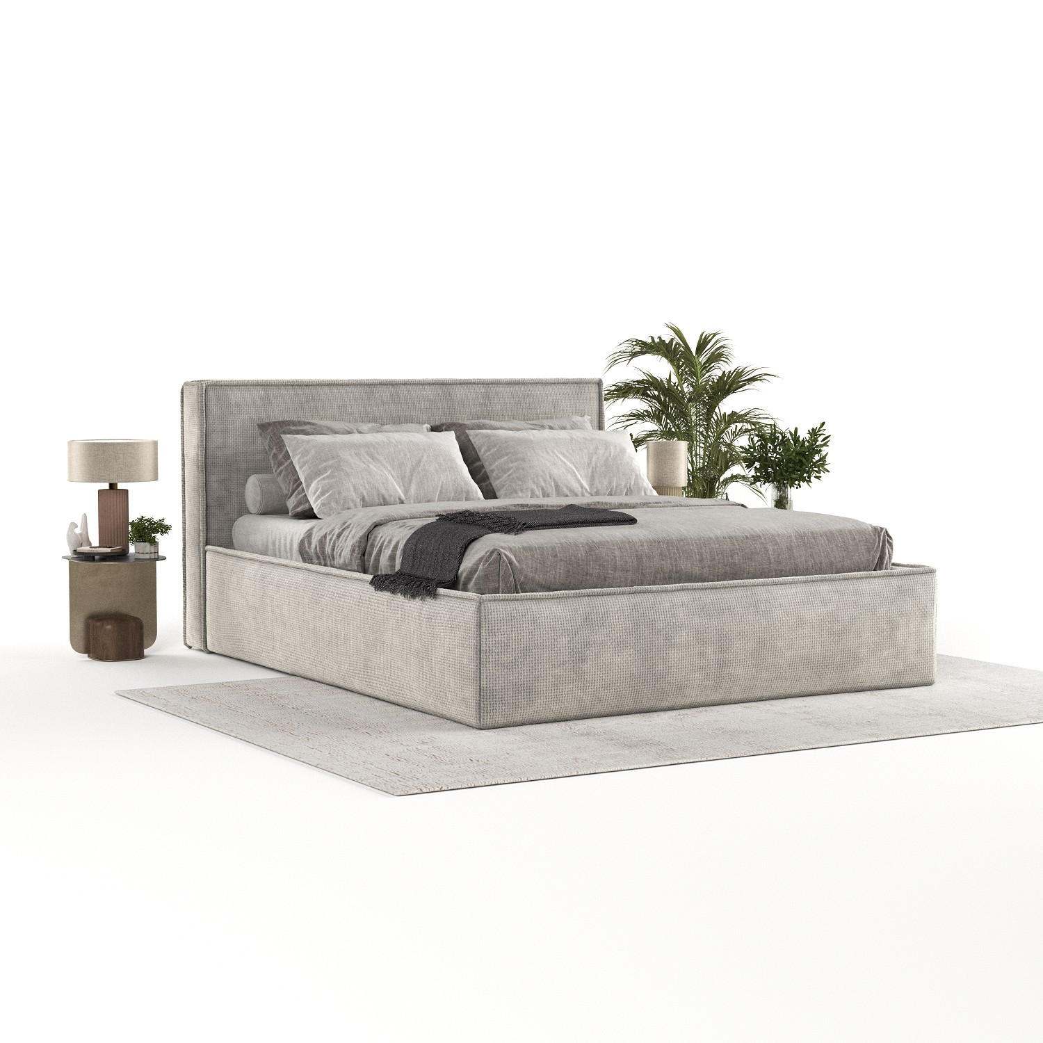 POLSTERBETT Sato mit Stauraum 120/200 cm Beige im Bonita Stoff - Beige/Schwarz, Holz/Holzwerkstoff (120/200cm) - AltaBeds