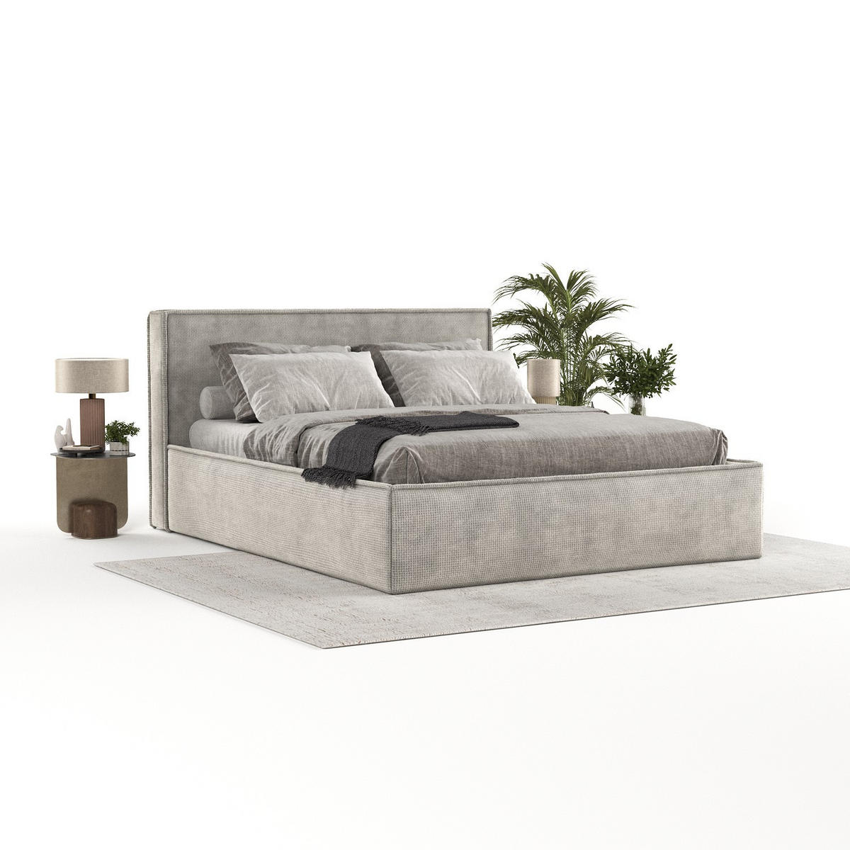 POLSTERBETT Sato mit Stauraum 140/200 cm Beige im Bonita Stoff - Beige/Schwarz, Holz/Holzwerkstoff (140/200cm) - AltaBeds