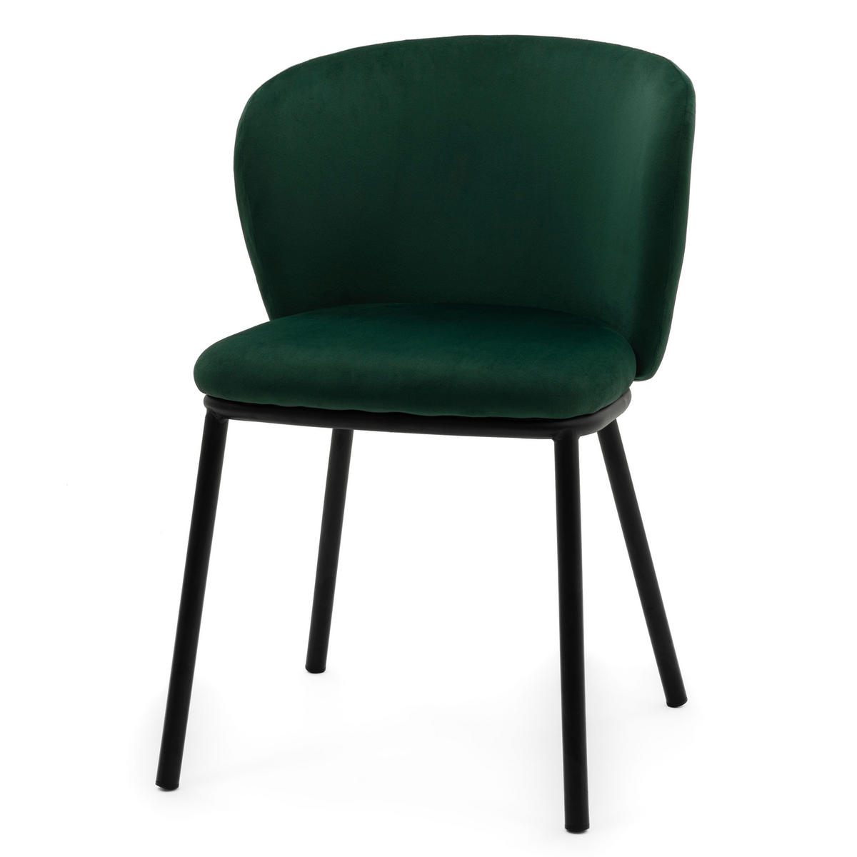 STUHL BARI gepolsterter mit Steppung - grün - Samt Velour - Schwarz/Grün, Textil/Metall (54/81/57cm) - NEW HOME