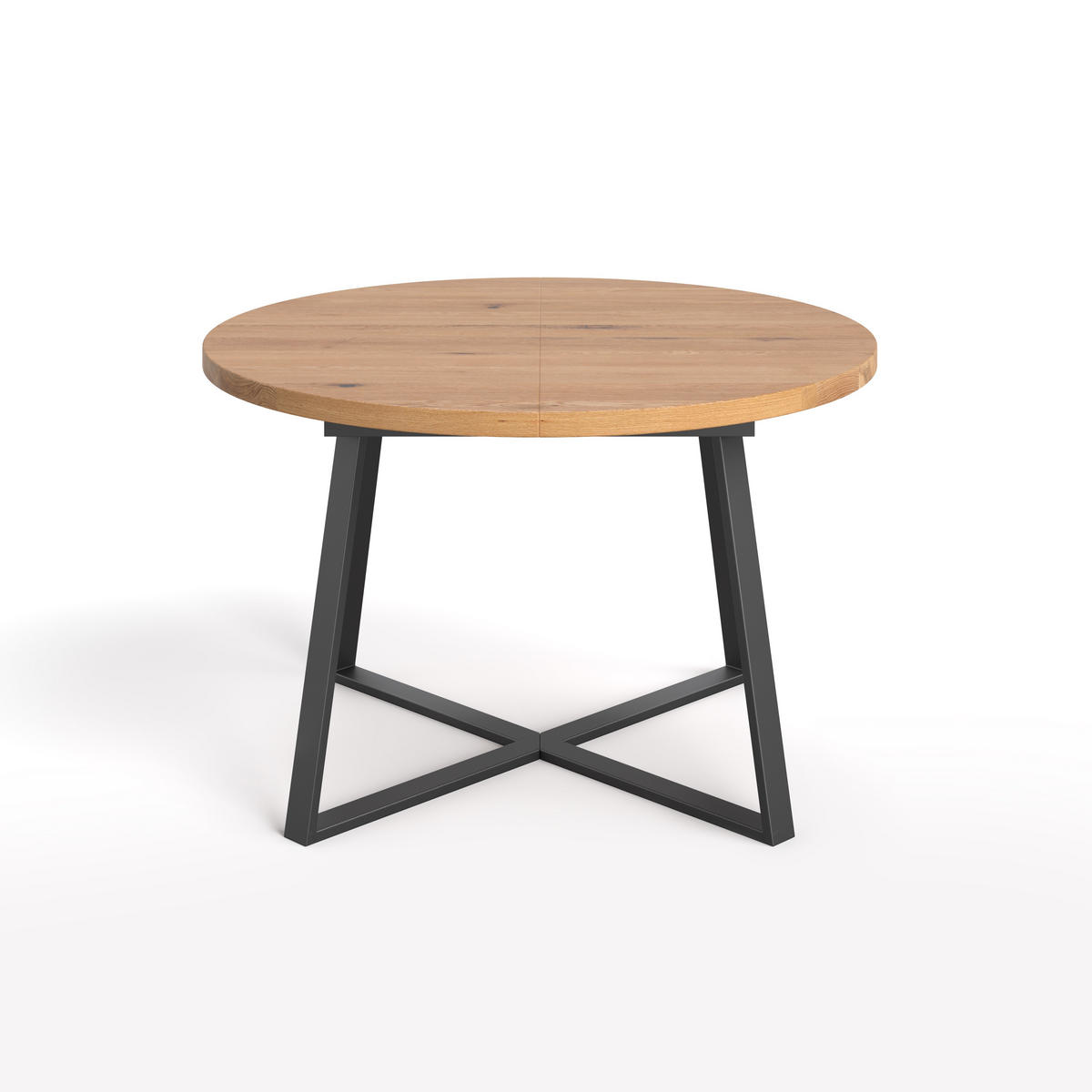 TISCH Ausziehbar Axis aus massivem Eichenholz 100 cm + Tischverlängerung 1x45 cm - Eichefarben/Schwarz, Holz/Metall (100/100/75cm) - Danzz