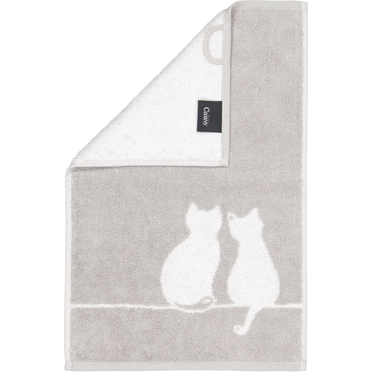 GÄSTETUCH CUTE CATS EDITION YOU & ME 6263 PLATIN/WEISS - 76 - Grau, Textil (30/50cm) - Cawoe