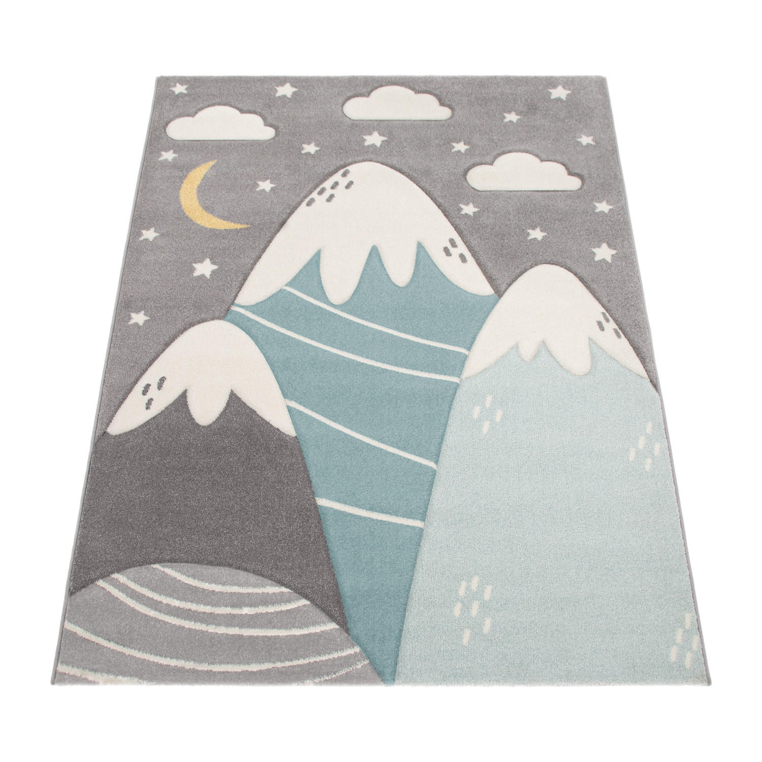 Paco Home Kinderteppich Blaugrau 133x133 cm