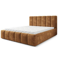 POLSTERBETT ATTORA LM 160x200 cm mit Bettkästen - Hellbraun - Hellbraun, Holz (160/200cm) - MASSENO
