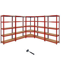 LAGERREGAL Z-Rax 4x & 1x Eckregal 90cm im Set - Rot - Rot, Metall (90/180/45cm)