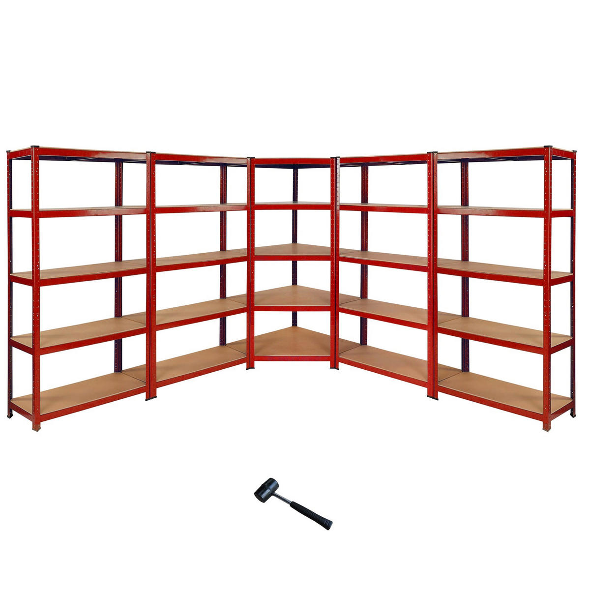 LAGERREGAL Z-Rax 4x & 1x Eckregal 90cm im Set - Rot - Rot, Metall (90/180/45cm)