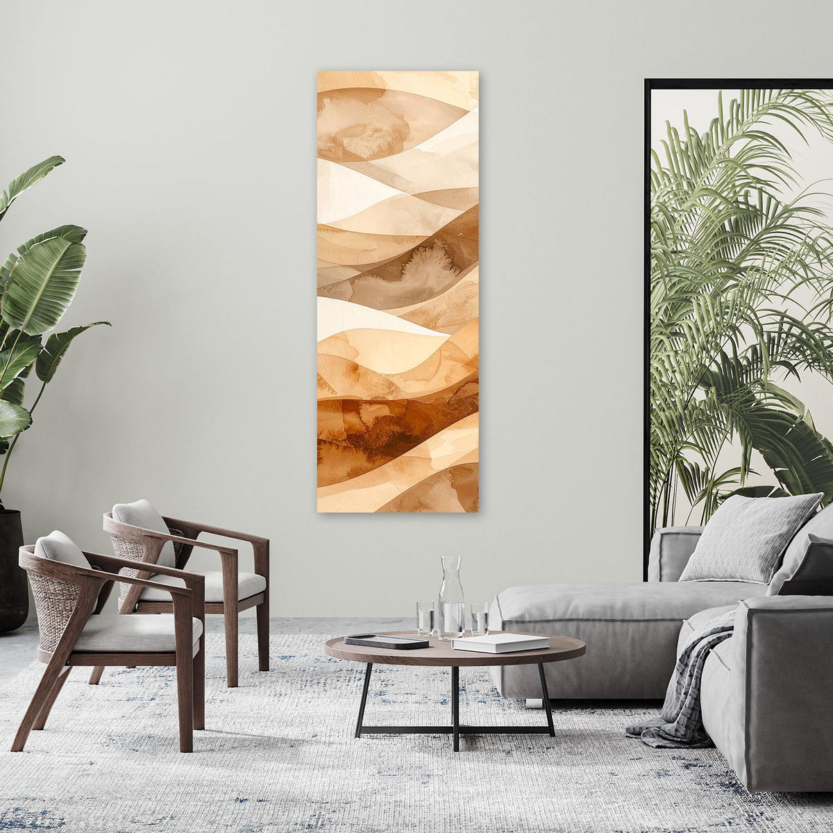 LEINWANDBILD 3D und geometrisch 50x150cm - Beige, Textil (50/150cm) - Feeby