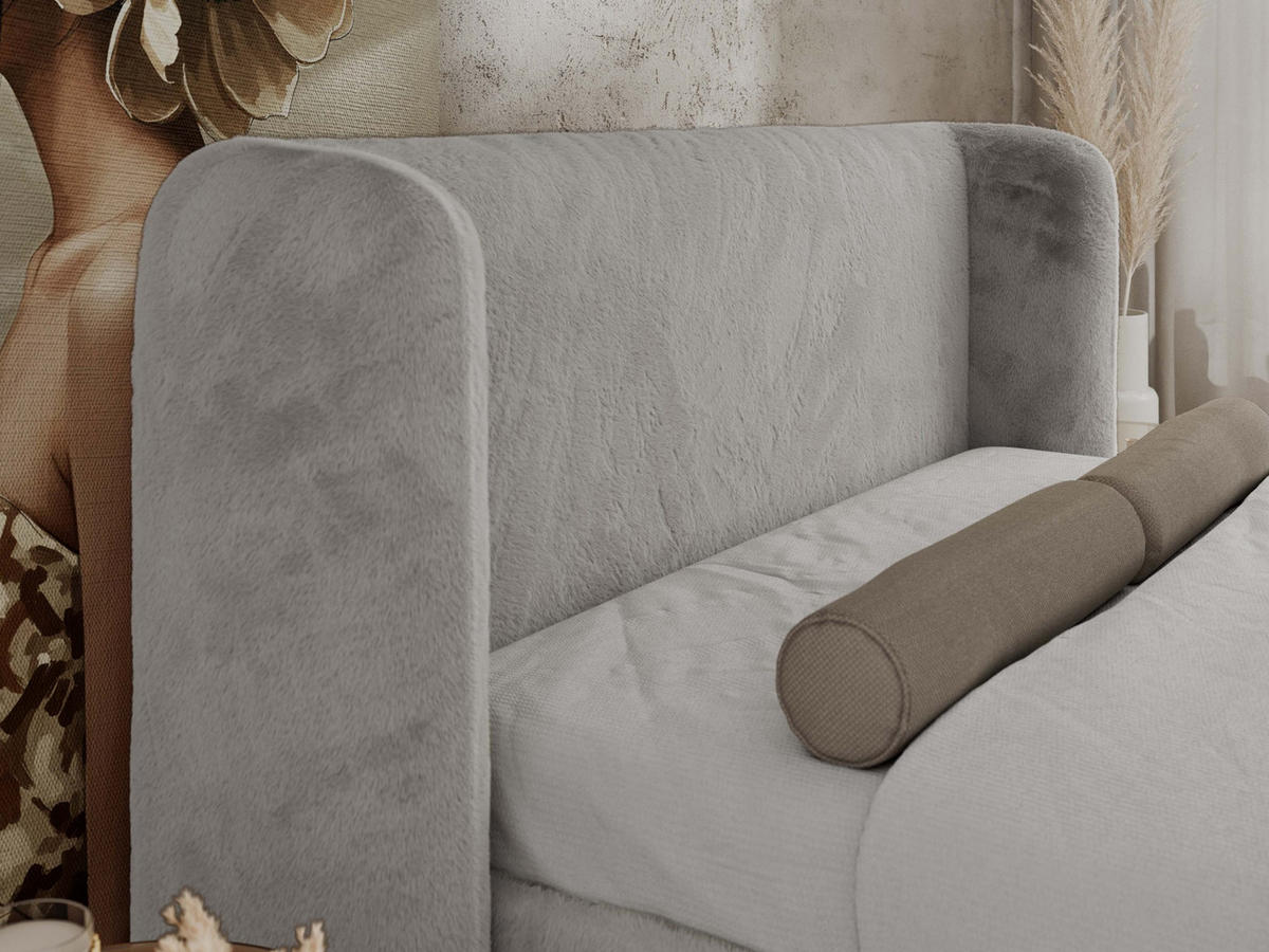 POLSTERBETT EMORA CLASSIC DUO 180/200 - Hellgrau Plüsch - Pocket-Matratze - Hellgrau, Textil (180/200cm) - MKS