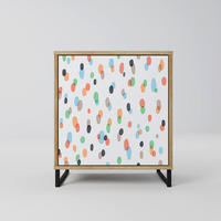 SIDEBOARD ENERGETIC SPOTS, Eichefarben, 57,5x42x67,5 cm, Schwarze Metall-Rahmenfüße - Eichefarben/Multicolor, Holzwerkstoff/Metall (57.5/67.5/42cm) - SpaceRebels