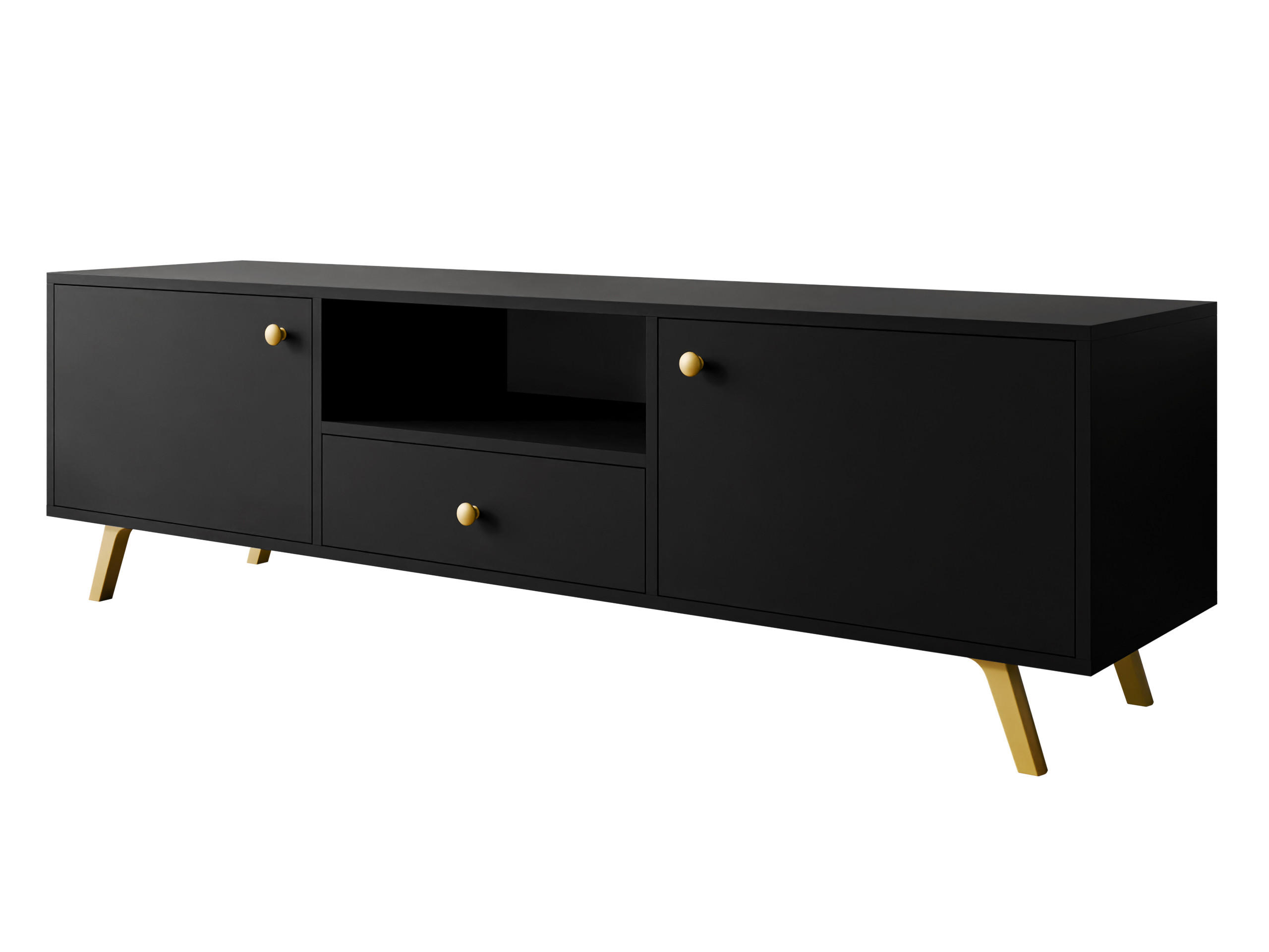 TV-ELEMENT Siena 160 - Goldfarben/Schwarz, Holzwerkstoff/Metall (160/48/41cm) - MIRJAN24