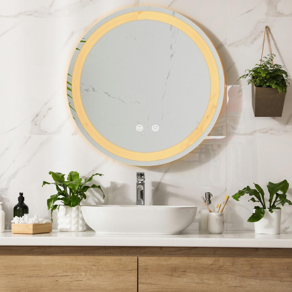 Thumbnail - pro.tec Badezimmerspiegel, Silber, Glas, Metall, Rund, 50x50x3 cm, Badezimmer, Badezimmerspiegel, Badspiegel