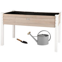 HOCHBEET aus Holz für Garten & Balkon, rechteckig mit Vlies-Folie - Weiß, Holz (124/75/63cm) - WONDERMAKE