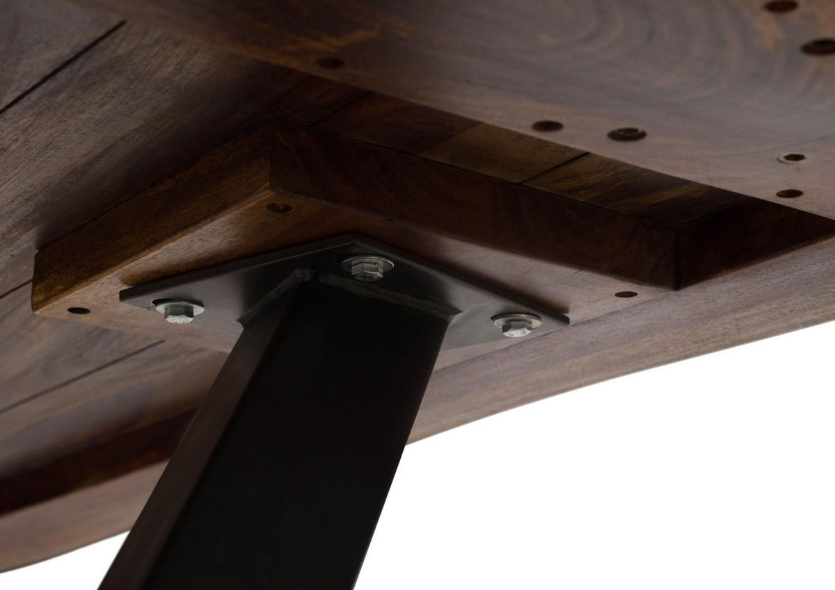 BAUMTISCH Sheesham 200x100x76 grau gebeizt / A-Gestell anthrazit matt FREEFORM 5 - Grau, Holz (100/200/76cm) - Massivmoebel24