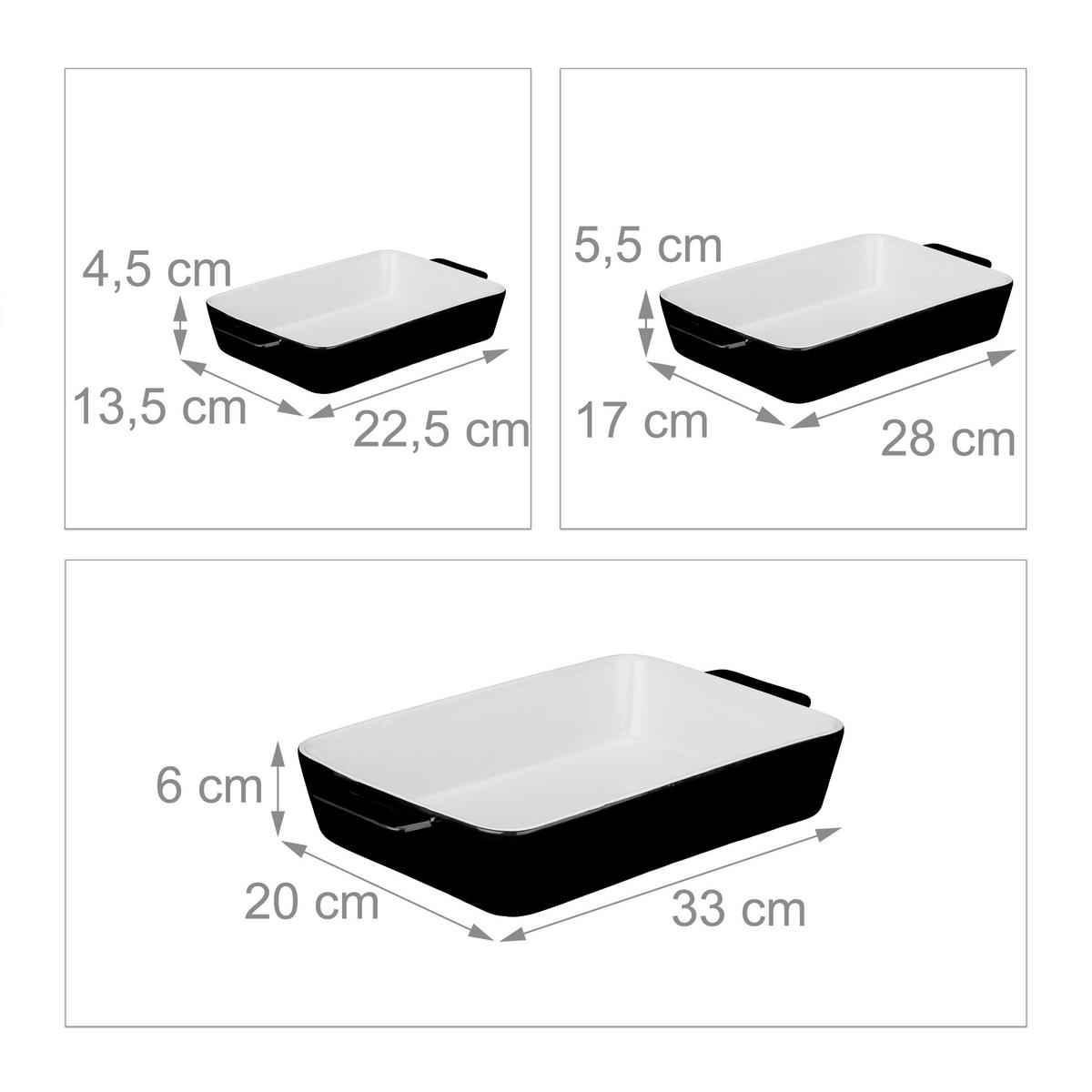 3XKERAMICKÁ forma - čierna, keramika (20/33/6cm) - Relaxdays