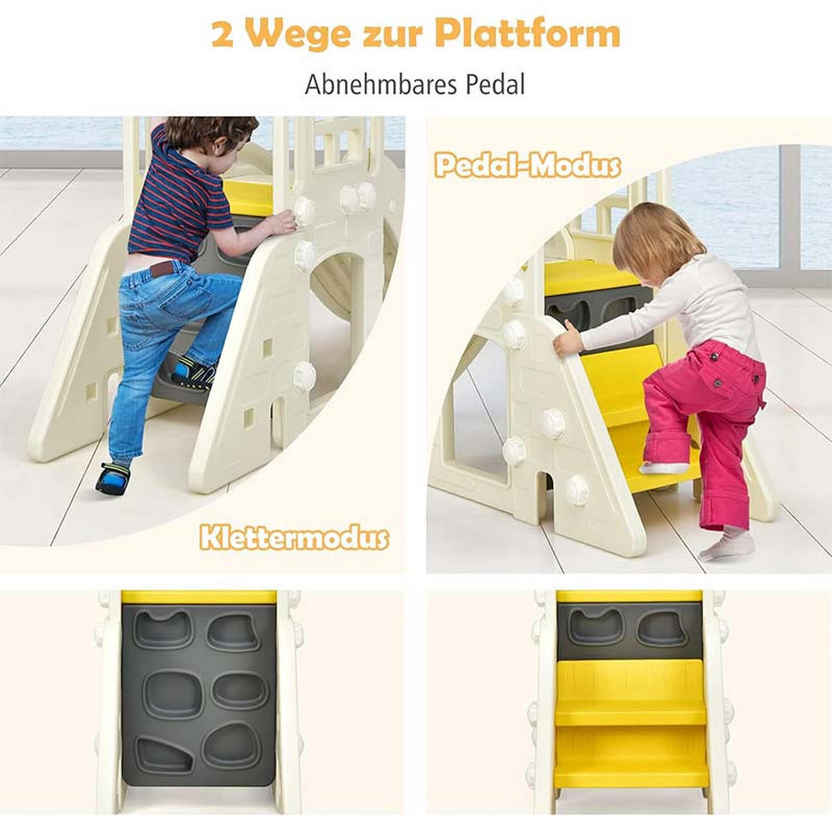 SPIELPLATZ 6 in 1 Kinder Gelb - Gelb, Kunststoff (190/98/83cm) - COSTWAY