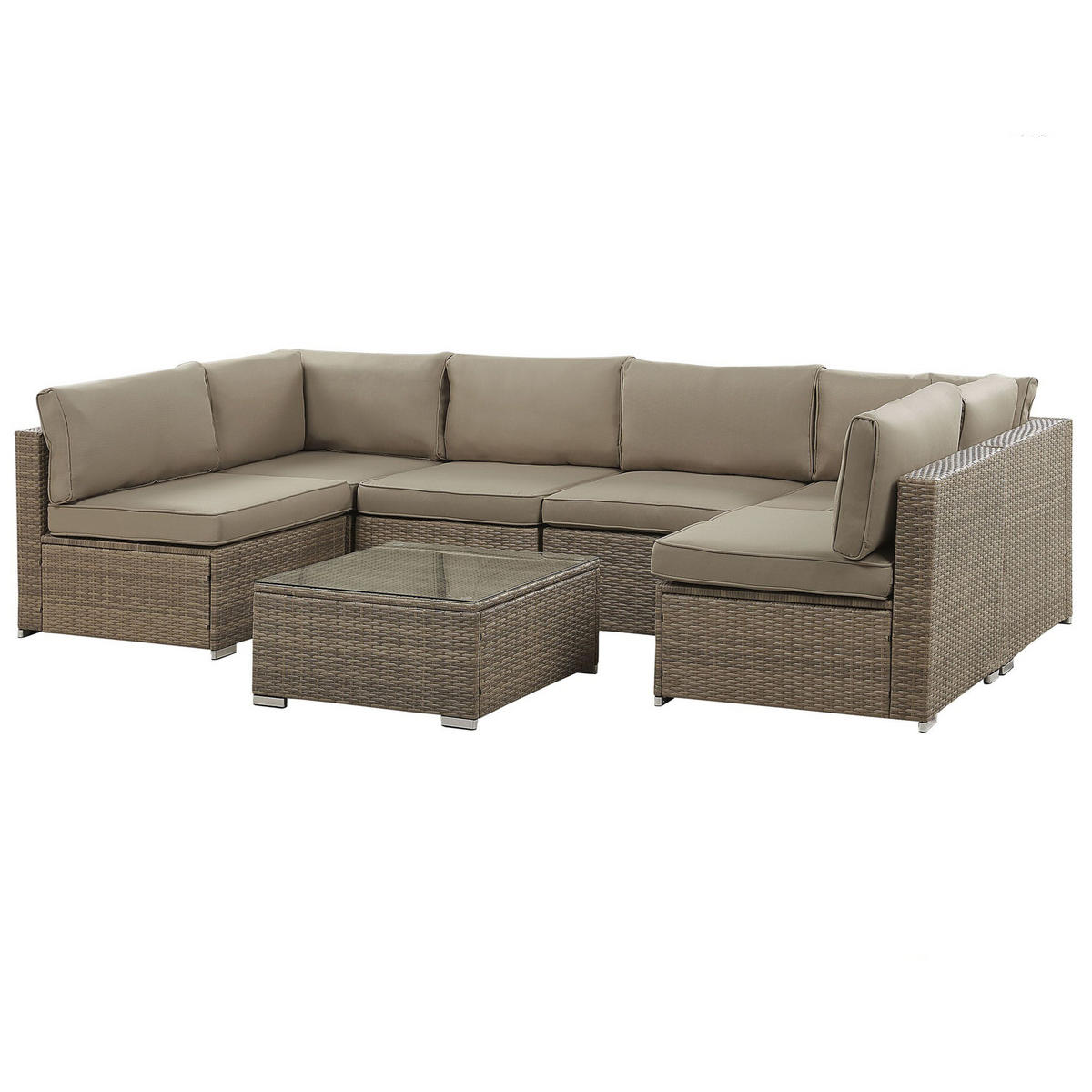 LOUNGE SET 6-Sitzer modular Braun Auflagen braun Belvedere - Braun, Kunststoff - Beliani