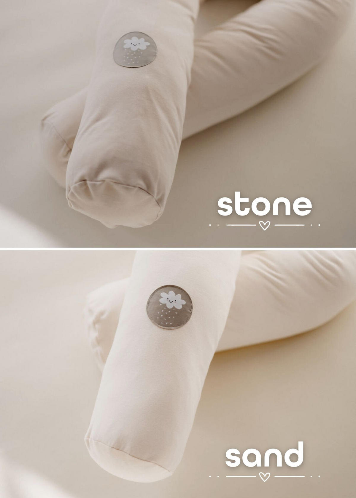 NESTCHENSCHLANGE Cozy "Little Cloud, Stone" 190 cm Bettschlange - Weiß/Grau, Textil (15/190cm) - Sämann – make a difference.