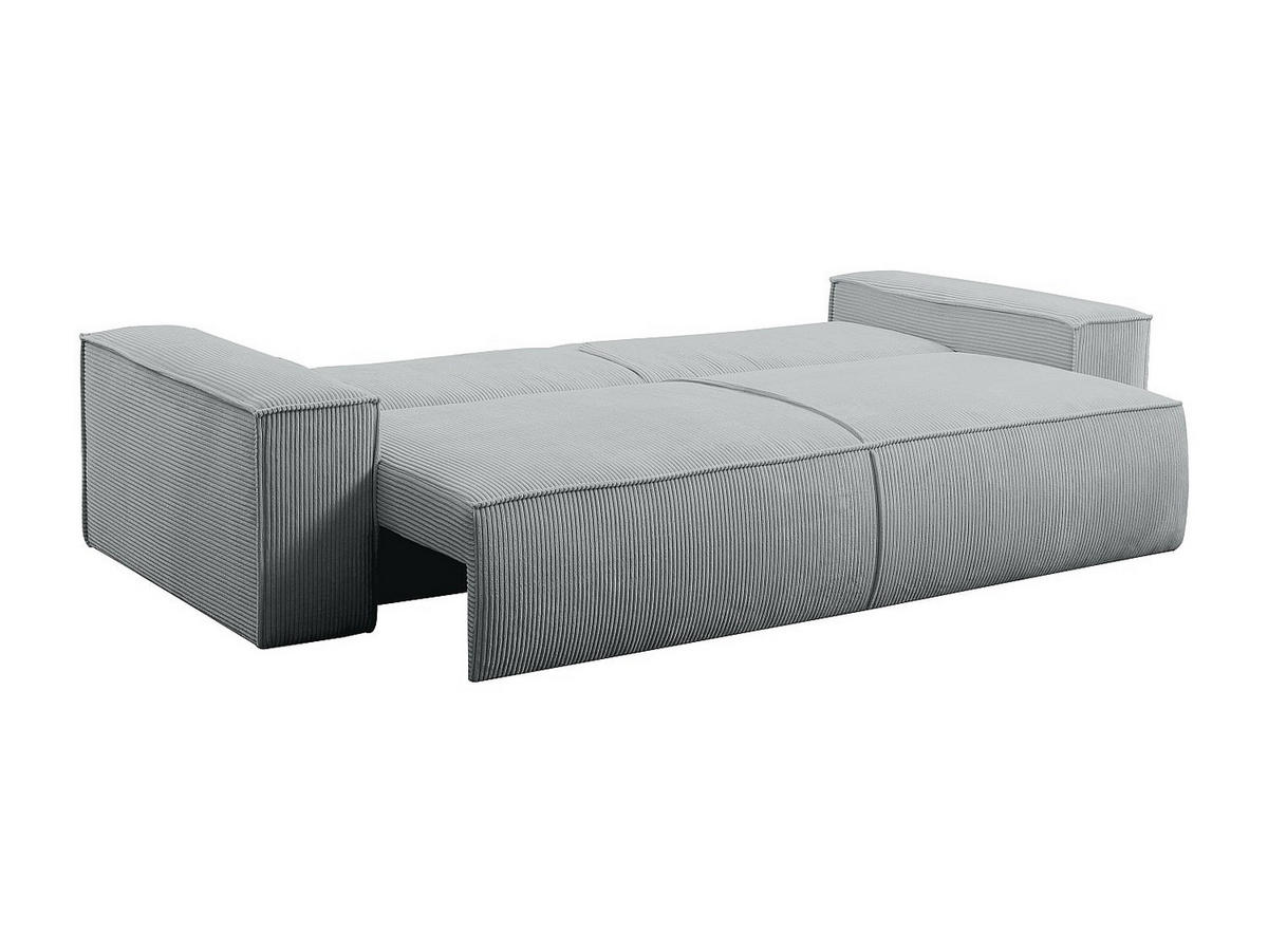 SCHLAFSOFA - 4 Personen-Sitzer - Samt, Stoff - Hellgrau - - Hellgrau, Textil (257/85/102cm) - Vente-Unique