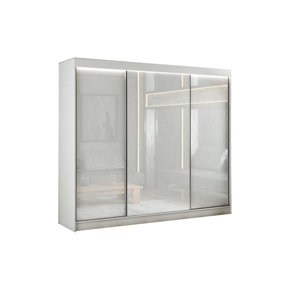 SCHIEBETÜRENSCHRANK TIPI II - Weiß, Holzwerkstoff (250/215/61cm) - Meblini