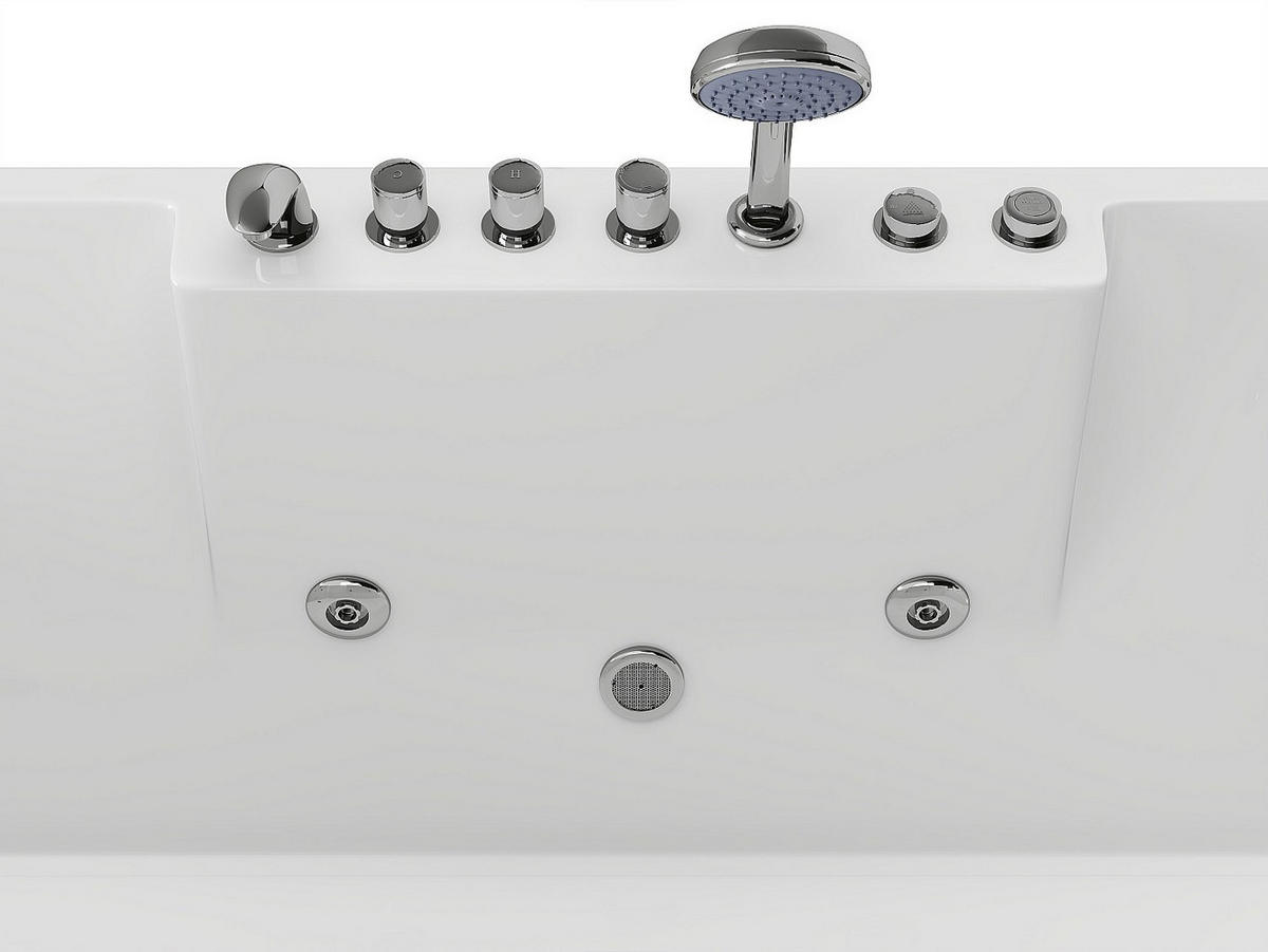 WHIRLPOOLBADEWANNE - 2 -Sitzer - Acryl - weiß - THALASSA - Weiß, Kunststoff (182/62/122cm) - Vente-Unique