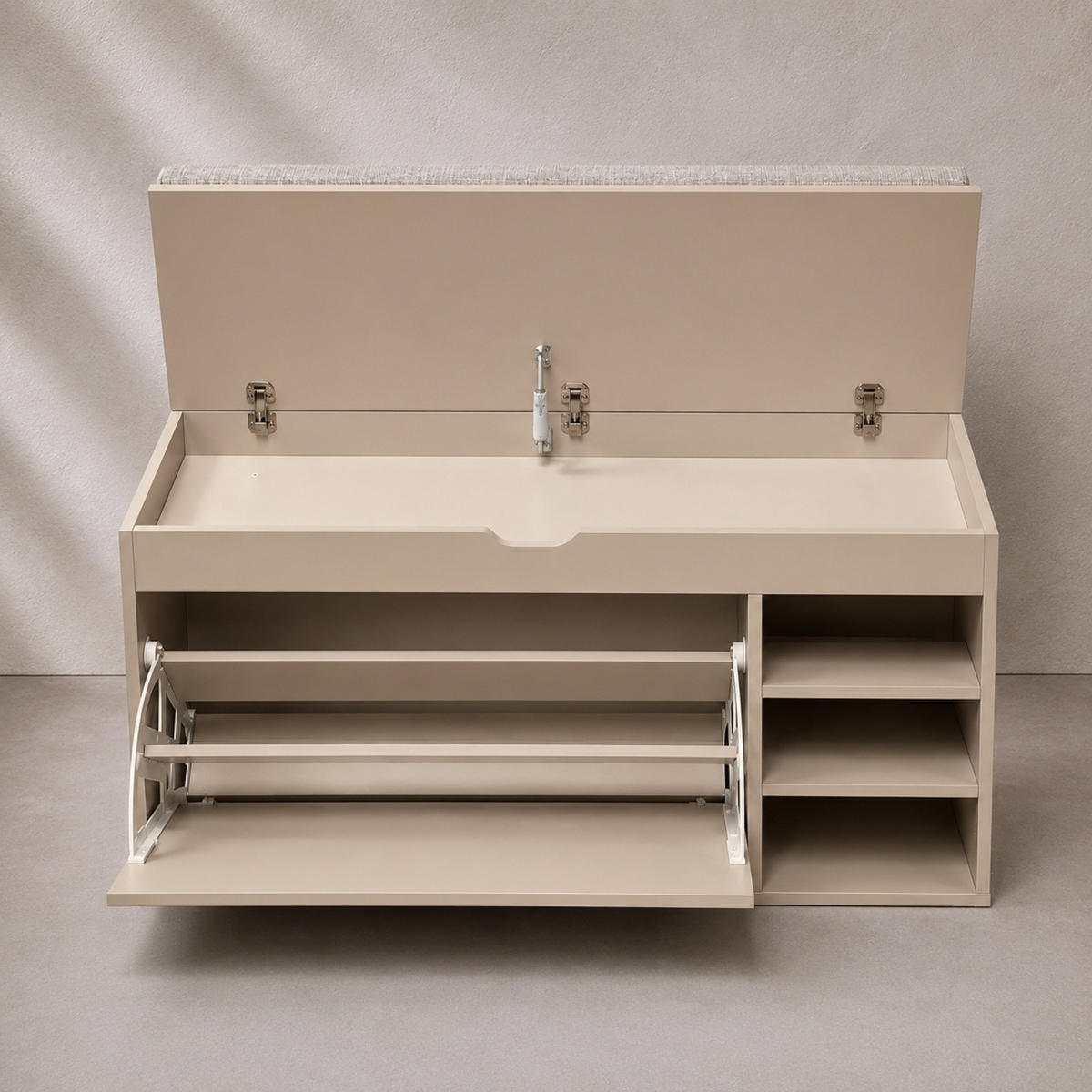 SCHUHSCHRANK mit Sitzfläche Gradia 100/34/53 cm - Beige, Holzwerkstoff (34/53/100cm) - BOXIMO