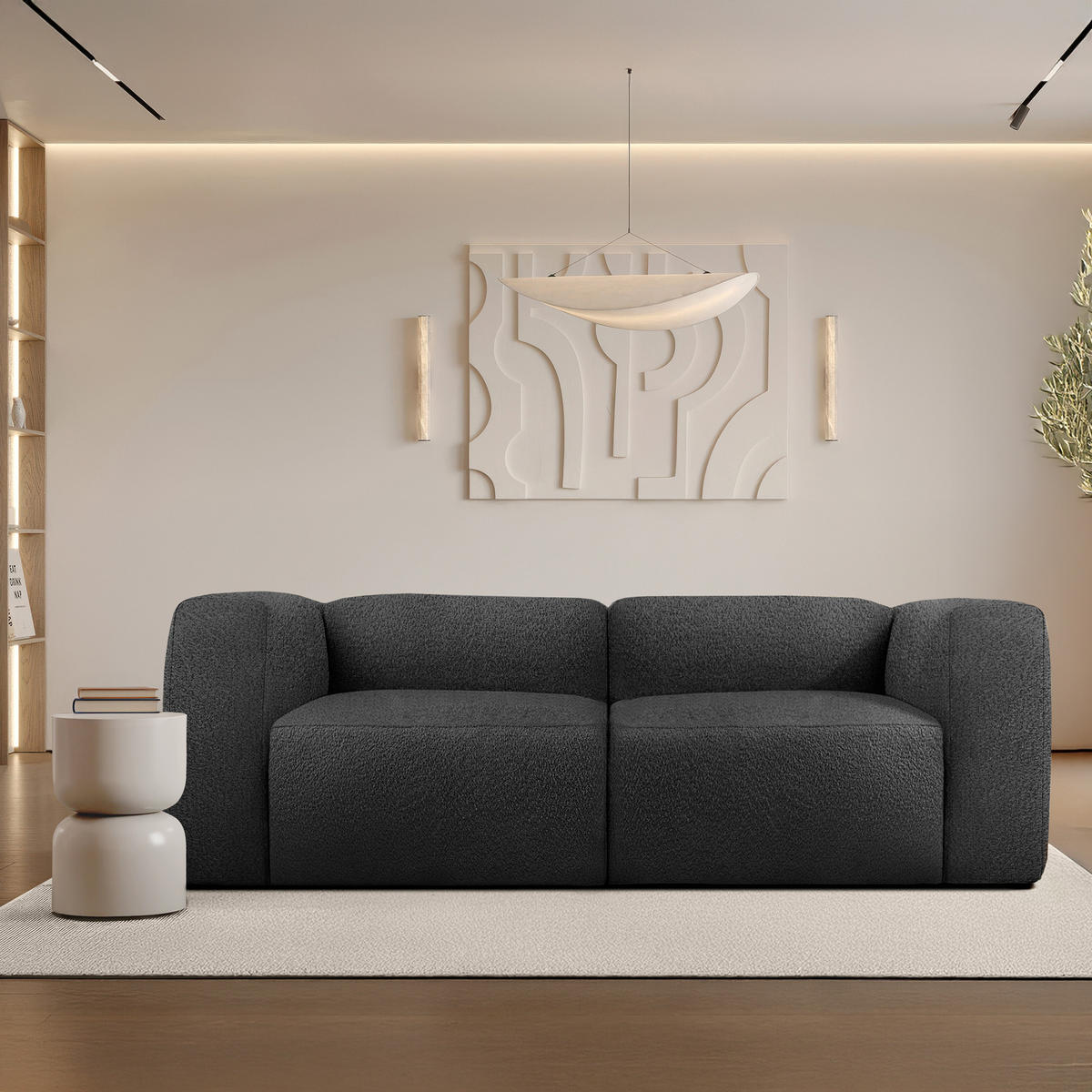 2-SITZER SOFA BUFFO, Dunkelgrau - Dunkelgrau, Holz/Holzwerkstoff (210/73/96cm) - KONSIMO®