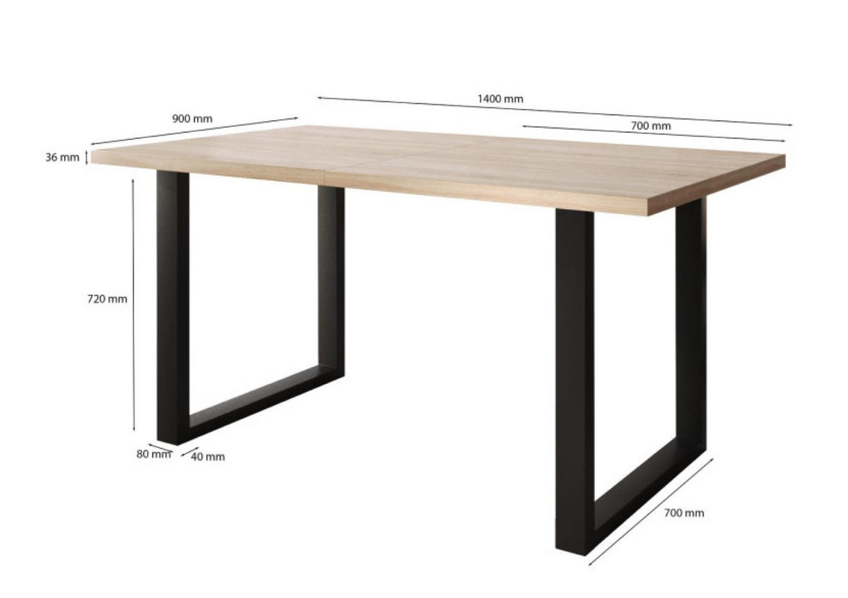 TISCH Sonoma Eiche SOFTI U Nicht Ausziehbar 140x90 cm - Goldfarben/Sonoma Eiche, Holzwerkstoff (90/90/75.6cm) - Sepro Meble
