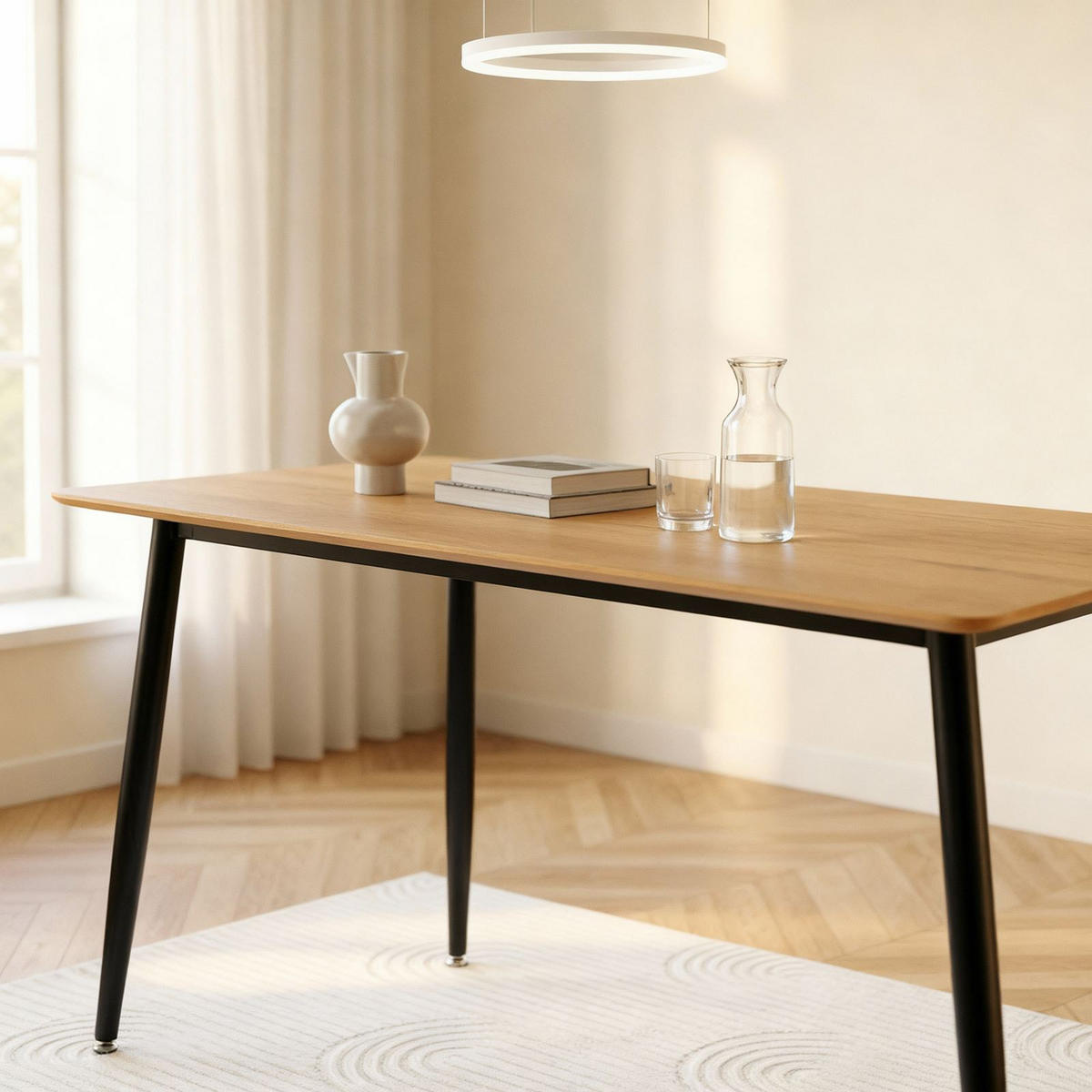 ESSTISCH NORA Eiche - Eichefarben, Holzwerkstoff/Metall (80/120/75cm) - IDIMEX