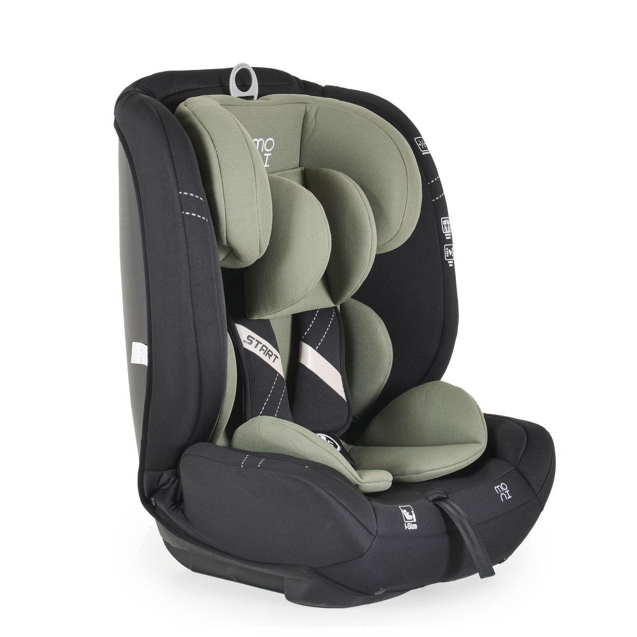 KINDERSITZ i-Size Start grün (76-150cm) Kopfstütze verstellbar, Kuscheltier - Grün, Kunststoff (45/60/46cm) - Moni