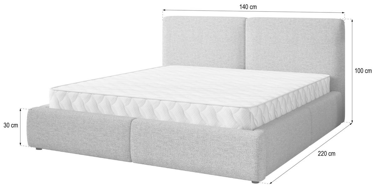 POLSTERBETT FELURO NV 120x200 cm mit Bettkästen - Grau - Grau, Holz/Textil - MASSENO